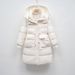 Women's Mid-length Korean-style Loose White Duck Down Fashionable Winter Jacket With Waist And Hood For Warmth_ecoleips.com