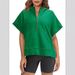 Women's Clothing Women's Oversized Half Zip Hoodie Short Sleeve Casual Sweatshirt Pullover Top With Pockets_ecoleips.com
