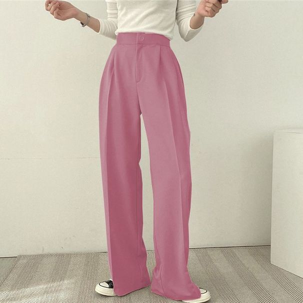 Spring Autumn Casual High-Waisted Draped Wide-Leg Suit Set For Women With Button-Down Jacket Lapel Outerwear_ecoleips.com