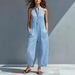 2026 European And American Fashion Casual Women's Sleeveless Stand Collar Pocket Jumpsuit Independent Site_ecoleips.com