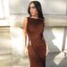 Women's Clothing Metallic Embellished Bodycon Dress – Sleeveless & Pleated For Evening Glam_ecoleips.com