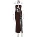 Summer New Arrival Sexy Slim Fit Dress Cutout Lace Up Metal Detail Slit Bodycon Dress_ecoleips.com