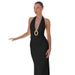 2026 Summer New European And American Women's Fashion Beach Vacation Style Sexy Deep V Halter Neck Backless Fitted Dress_ecoleips.com