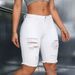 Summer New Arrival White Ripped Frayed Hem Shorts Elastic Slim Fit Versatile Women's Denim Shorts_ecoleips.com