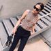Women's Sleeveless round Neck T-Shirt European American Style Print Design Extra Long Spring Streetwear Sexy Top_ecoleips.com