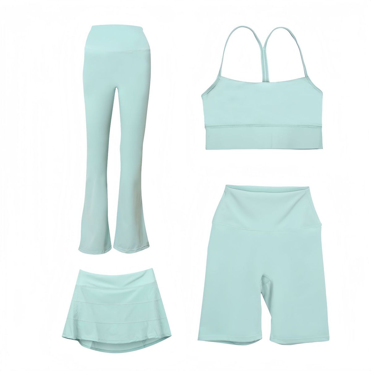 Women's Clothing Shaped Vest Flared Pants Capri Pants Three Pleated Skirt Four Piece Set Slim Fit Stretchy Sportswear_ecoleips.com