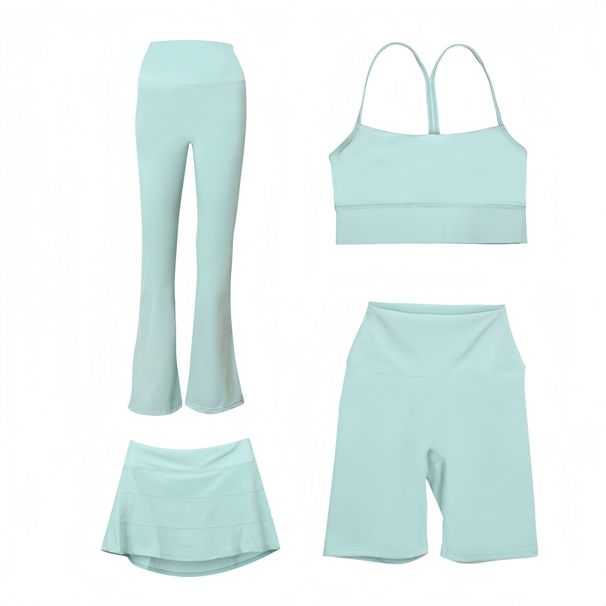 Women's Clothing Shaped Vest Flared Pants Capri Pants Three Pleated Skirt Four Piece Set Slim Fit Stretchy Sportswear_ecoleips.com