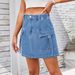 Women's Clothing Is Hard Washed Denim Workwear Short Skirt Skirt_ecoleips.com