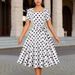 Women's Slim Fit Long Dress Red Polka Dots Wide Swing Cross Border Foreign Trade from Amazon Europe & America_ecoleips.com