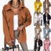 Elegant Long Sleeve Women's Wool Blend Coat With Lapel Collar & Button Closure – Classic Solid Color For Fall & Winter_ecoleips.com
