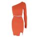 AC374 Autumn/Winter New European And American Cross-Border Women's Clothing Solid Color Knit Asymmetrical Neck Top Long_ecoleips.com