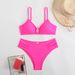 Women's Solid Color Sexy Bikini Set – Crinkle Hollow-Out Two-Piece Swimwear With Removable Padded Cups_ecoleips.com