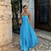 Women's Sexy Solid Color Strapless Smocked Sleeveless Halter Backless Maxi Dress – Casual Resort Summer Gown_ecoleips.com
