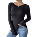 European And American Cross-border 2026 Back Cutout Butterfly Lace Long-sleeve Solid Color T-shirt, Slimming Top,_ecoleips.com