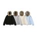 Women's Clothing Retro Detachable Fur Collar Knit Cardigan For Women, Autumn And Winter, Relaxed Style, Couple's Loose Coat_ecoleips.com