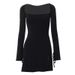 WG131 European And American Cross-border New Drawstring Long-sleeve Sexy Solid Color Square-neck Slim-fit High-waisted_ecoleips.com