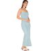 Women's Clothing Denim Slip Dress Long Bodycon Pencil Dress With Side Slit And Adjustable Spaghetti Straps_ecoleips.com