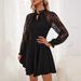 Elegant Women's Long Sleeve Dress European American Style Solid Color French Lace Tie Color Block Spring New 2026_ecoleips.com