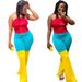 Women's Summer Two Piece Suit Vest Sleeveless & Flared Pants Red Printed Casual Commuting Outfit Spring/Autumn_ecoleips.com