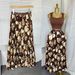 Floral Print A-Line Midi Skirt With Elastic Waist - Vintage-Inspired High Waist Pleated Skirt For Women_ecoleips.com