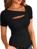 2026 Cross-border New Product . Irregular Slim-fit Short-sleeve T-shirt Top For Women. Cross-border European And_ecoleips.com