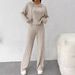 Loose-Fitting Hooded Knit Striped Sweatshirt Set With Long Sleeves Wholesale Casual Women's Clothing_ecoleips.com