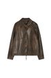 Aria Basics 26 Spring New PU Leather With Turn-down Collar, Vintage Short Drawstring Hong Kong Style Women's Jacket 18663_ecoleips.com