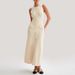 Elegant Women's Round Neck Short Sleeve Knit Dress Button Down Cutout Long Skirt Slim Fit For Beach Vacations_ecoleips.com