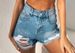 Women's Clothing Super High Waist Full Spray Process Ripped Denim Shorts Hot Pants_ecoleips.com