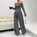 Women's Clothing Autumn And Winter Fashion Casual Suits Knitted One Shoulder Collar Plus Wide Leg Trousers Two Piece Suits_ecoleips.com
