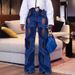 Women's Clothing Summer Casual Style Straight Tube Slim Twist Hollow Metal Button Jeans_ecoleips.com