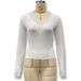Women's V-Neck Lace Trim Patchwork Waist Cropped Top Long Sleeve Casual Elegant Fashion Tees for Autumn/Winter_ecoleips.com