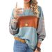 2025 European American Women's Spring And Autumn New Pullover Round Neck Casual Striped Color-Block_ecoleips.com
