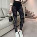 Women's Stretchy Midi Leggings With Rhinestone Details - Soft Modal Fabric, High Waist Tummy Control, Breathable & Comfortable For Casual Wear_ecoleips.com