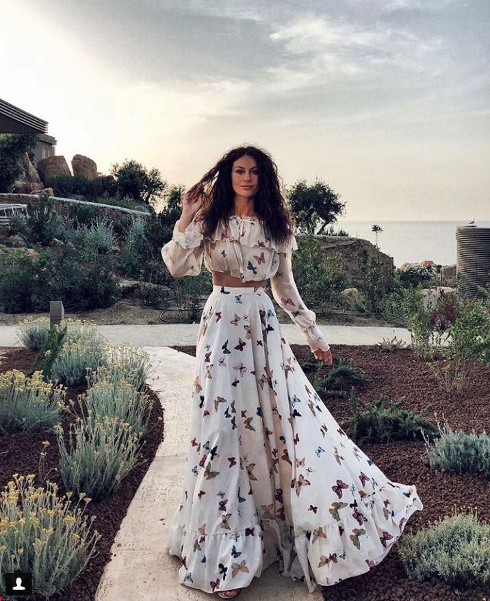 Women's Clothing Summer New Butterfly Print Dress Two Piece Bohemian Big Skirt Beach Long Skirt_ecoleips.com