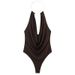 American Style Summer Bodysuit Women's Sexy Backless Halter Neck Sleeveless Romper With Metal Decoration White Brown_ecoleips.com
