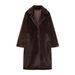 Women's Oversized Blazer Coat With Faux Fur Collar Longline Trench Coat Streetwear Fashion Outerwear_ecoleips.com