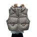 Women's Lightweight Hooded White Goose Down Vest, Oversized Short Puffer Jacket, Casual Zip-Up Outerwear For Fall & Winter_ecoleips.com