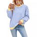 Women's Oversized Stripe Sweatshirt Fall Winter Casual Long Sleeve Pullover Hoodie Fashion Streetwear Loose Fit Cotton Blend_ecoleips.com