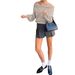 Women's Clothing One Shoulder Simple Solid Color Versatile Slim Lantern Sleeve Knitted Sweater_ecoleips.com