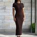 European American Women's Lapel Button down Sweater Dress Color Blocked Ruffle Tight Style New 2026 Vacation Look_ecoleips.com