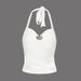 AD240 Cross-Border Women's New American Style Sexy Fashion Shell-Embellished Halter Neck Camisole Short Top_ecoleips.com