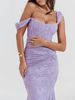 K New Square Neck Elastic Pleated Sleeveless Fishtail Suspender Long Skirt_ecoleips.com