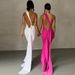 2025 Autumn New Sexy Backless Ruched Slim Sleeveless Elegant Ribbon Dress Wholesale_ecoleips.com