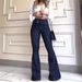 European And American Hot-Selling High-Waisted Hip-Lifting Drawstring Flared Wide-Leg Jeans For_ecoleips.com