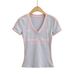 Women's Clothing Women's Spicy Retro Preppy Style Short Sleeve T-Shirt Color Block Striped V Neck Slim Fit Base Layer Top Trendy Letter Print Elastic_ecoleips.com