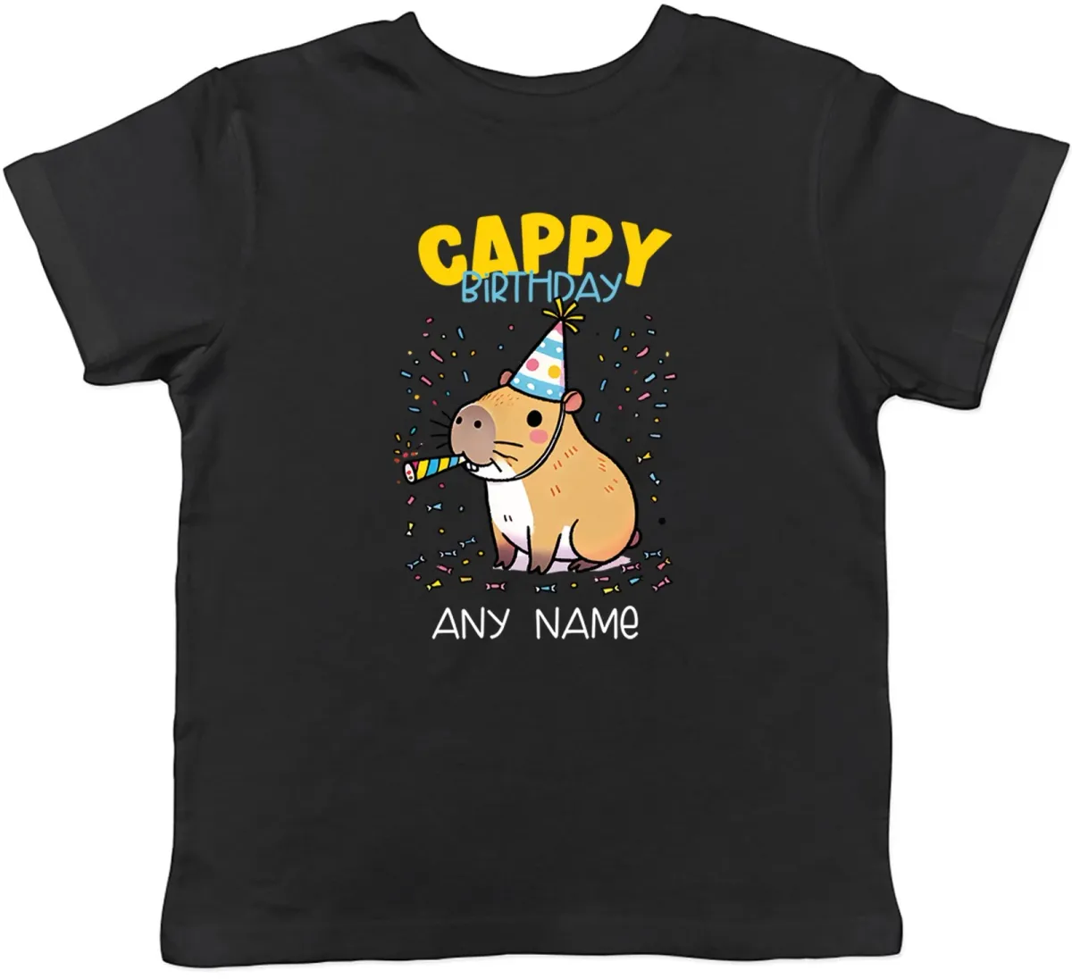 Women's T-Shirts Personalised Happy Cappy Birthday Capybara Kids T-Shirt Boys Girls Gift_ecoleips.com