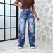 Women's Clothing Women's Trendy Plus Size Wide Leg Pants Autumn Printed Jeans Long Sleeve For Formal & Casual_ecoleips.com