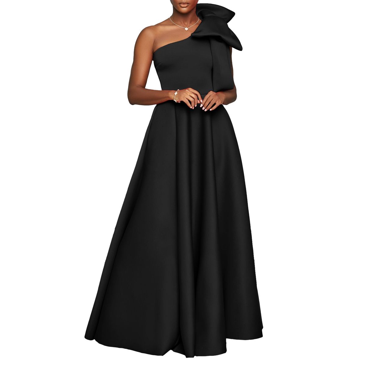 Women's Clothing New Oblique Shoulder Big Bow Sexy Long Dress_ecoleips.com