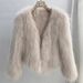 Mao Mao Jacket Women's Thick Plush Small Fragrant Wind V-neck Temperament Women's Clothing_ecoleips.com